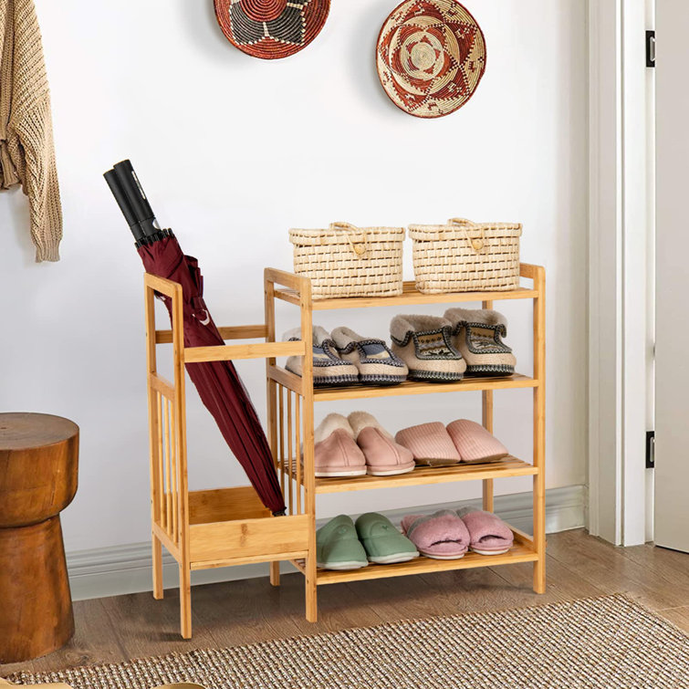 Natur Pur 4 Tier Shoe Rack Bamboo Shoes Storage Shelves With Umbrella Holder Multifunctional Storage Organizer Stand Shelf For Bedroom Living Room Hallway Wayfair